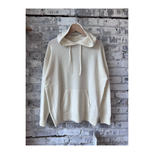 Merino Jersey Knit Loose Hoodie - Ivory - DUNE + SALT