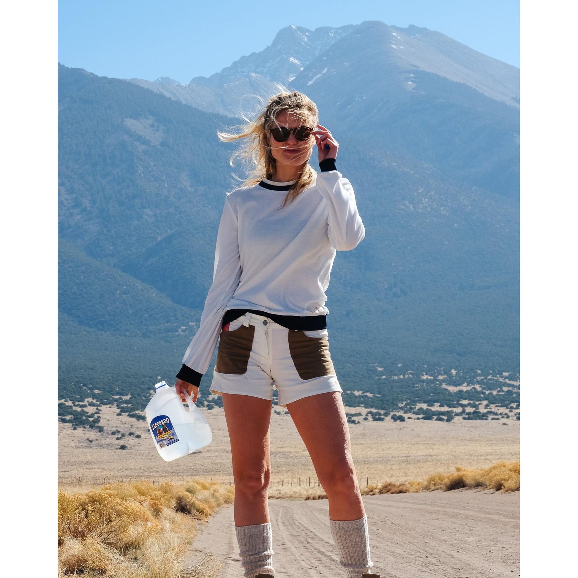 Women's 5incher Field Shorts -Blue Surf/Olive Ash - DUNE + SALT