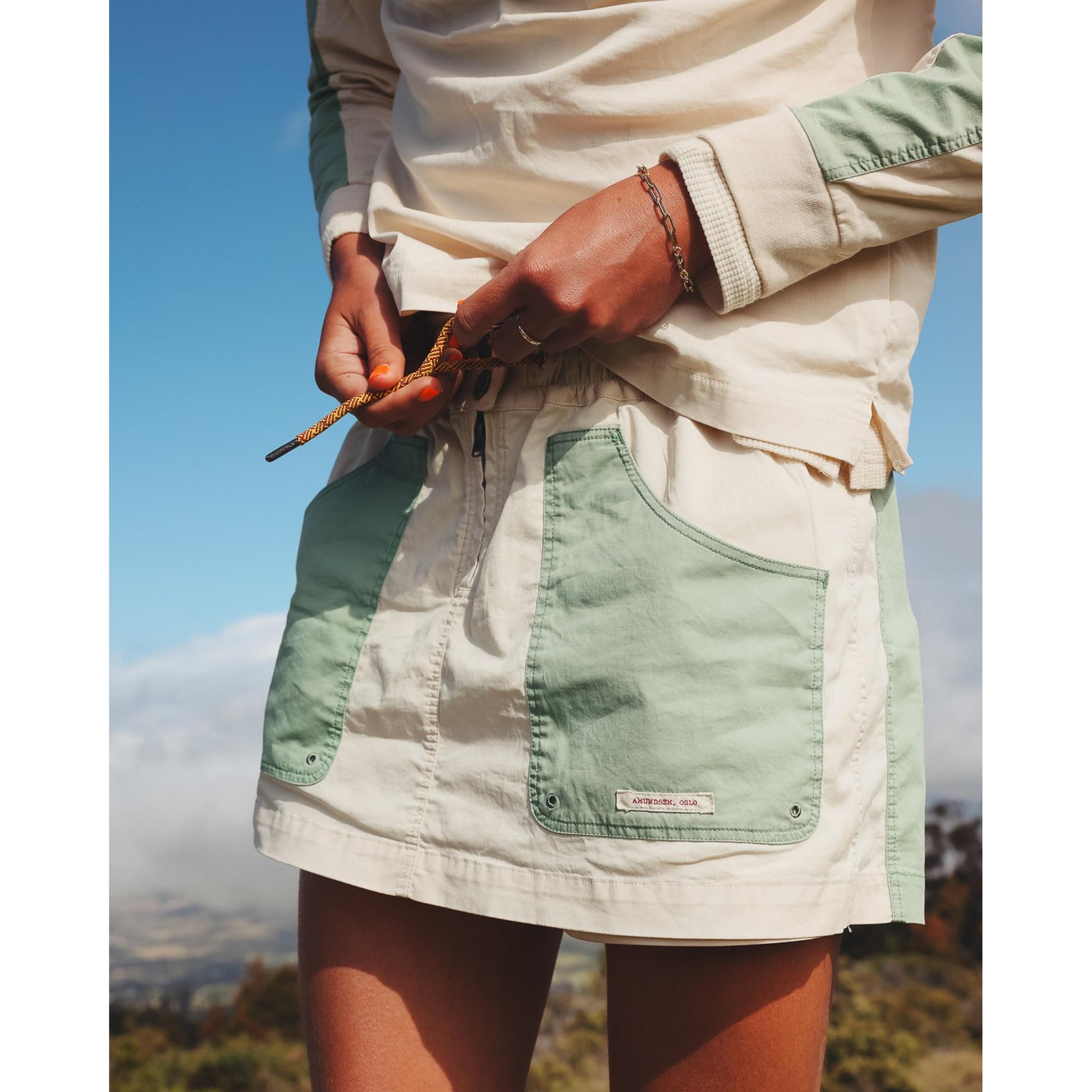 Ditch-Hiker Scooter Skirt - Oatmeal/Faded Willow Green - DUNE + SALT
