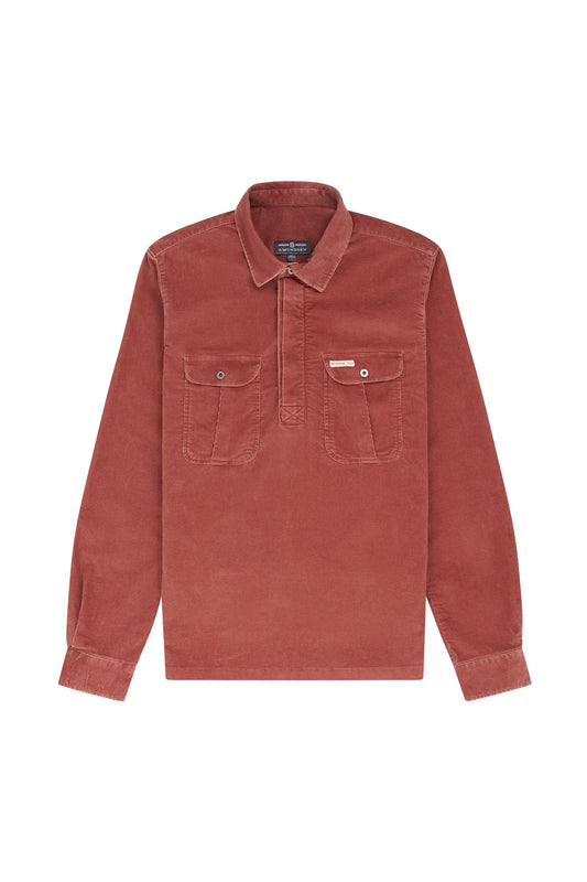 Men's Ranger Velvet Half-Zip Shirt - Terra Red - DUNE + SALT