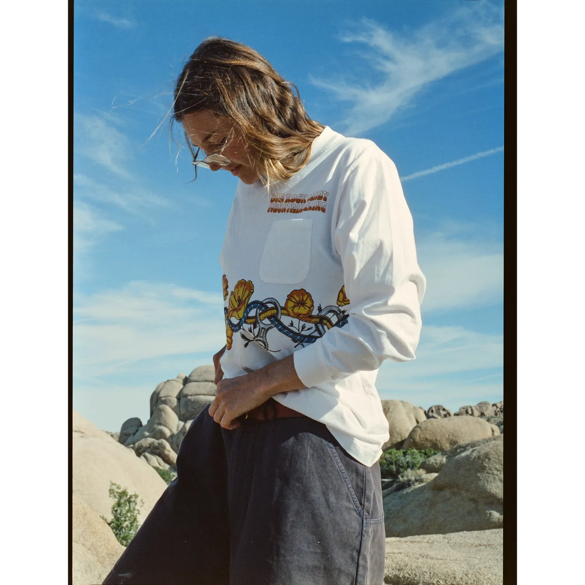 Men's Valley Floor Long Sleeve Tee by Big Rock Candy Mountaineering in tomato red, featuring a comfortable fit and soft fabric.