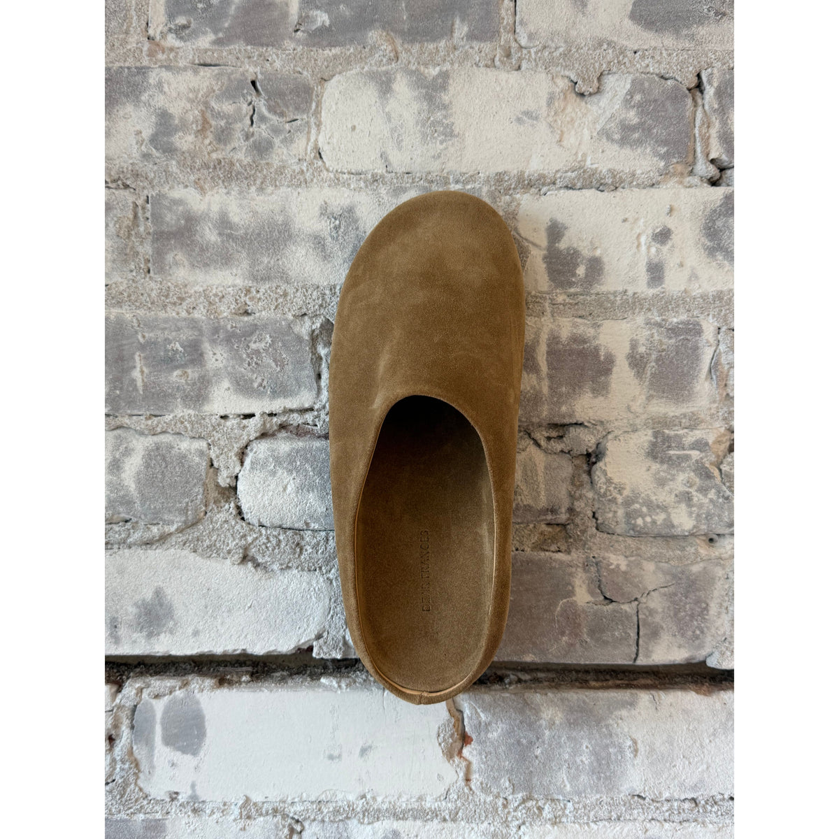 Women's Dear Frances Vico Suede Mule in caramel, showcasing the elegant slip-on shoe with a pointed toe and soft suede finish.