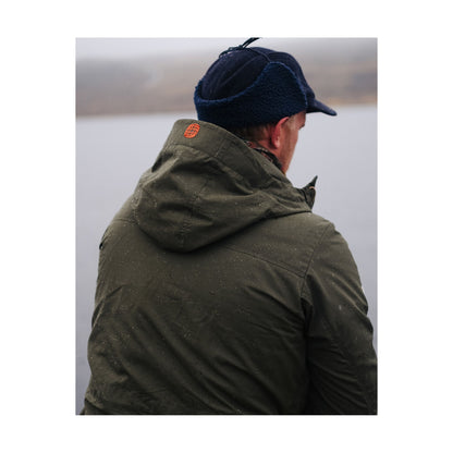 Men's Amundsen Vidda Unisex Charcoal Jacket showing front view with adjustable hood and zip closure.