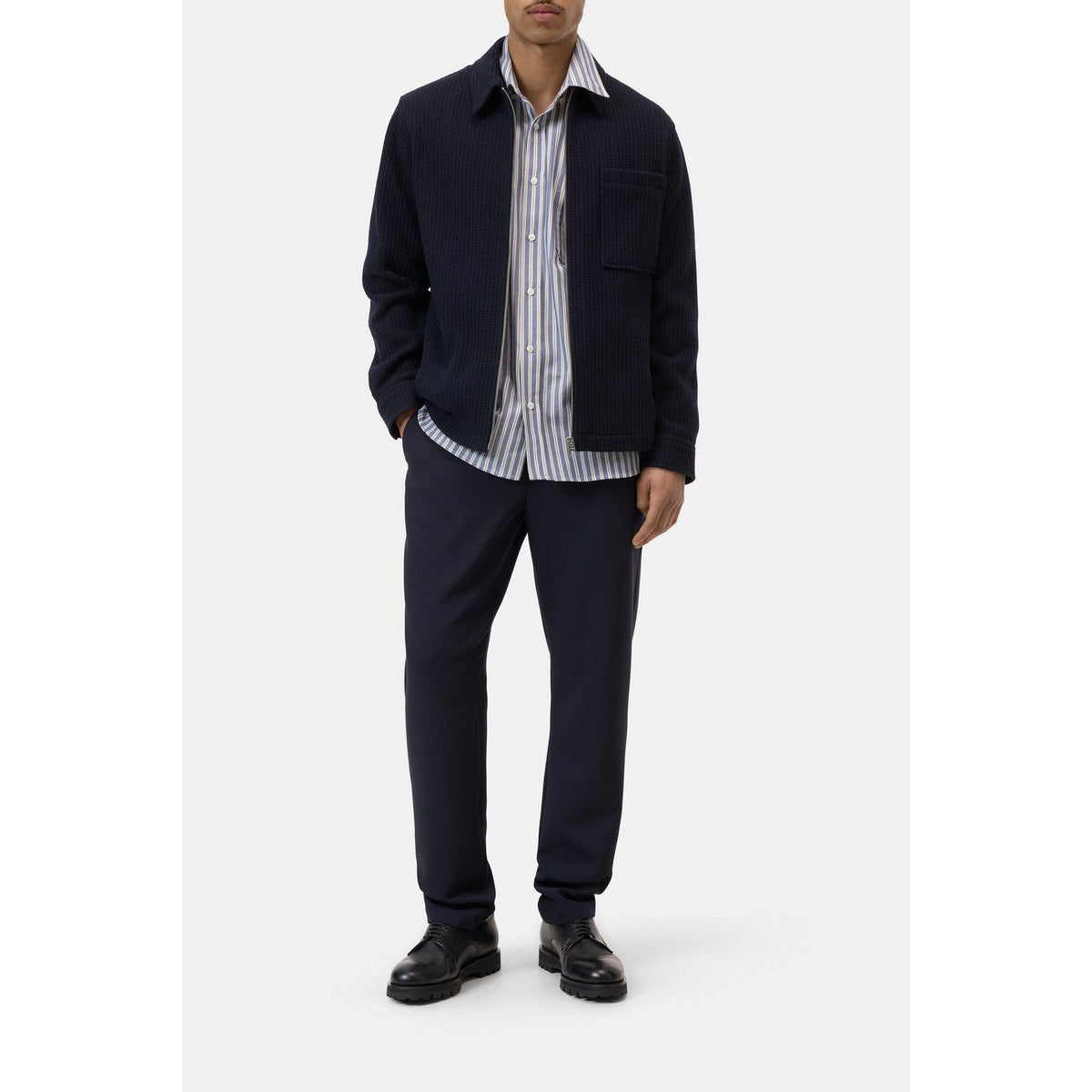 Men's Vigo Formal Pant in Dark Night by Closed Men's, tailored fit with waistband and sleek fabric, perfect for formal occasions.