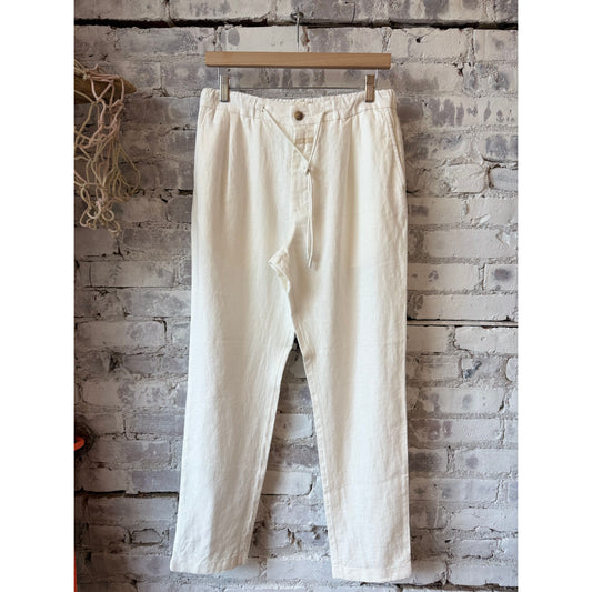 Men's Vigo tapered linen pants by Closed Men's in ivory, featuring a relaxed fit and tapered leg style.