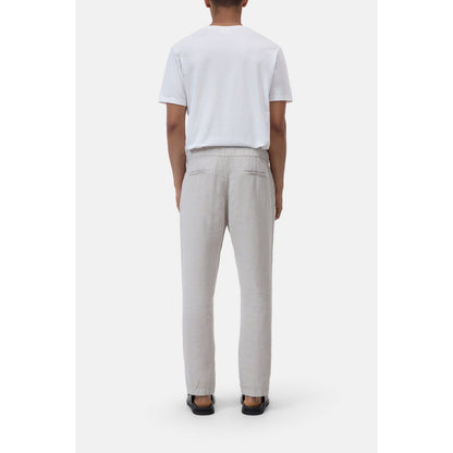 Men's Vigo Tapered Linen Pants in Mud Grey by Closed Men's, featuring a relaxed fit and tapered leg design.