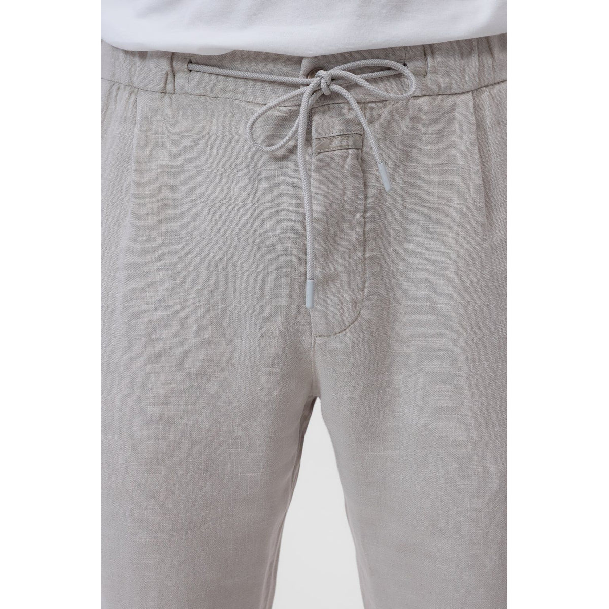 Men's Vigo Tapered Linen Pants in Mud Grey by Closed Men's, featuring a relaxed fit and tapered leg design.