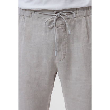 Men's Vigo Tapered Linen Pants in Mud Grey by Closed Men's, featuring a relaxed fit and tapered leg design.