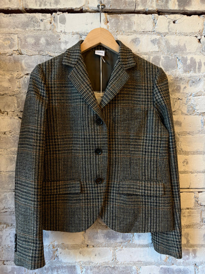 Aspesi Virgin Wool Jacket With Glen Plaid Pattern - Military Check Dark Slate Gray