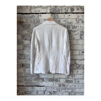 White Virna Linen Jacket for women by Hartford Women's, shown on a model, featuring a relaxed fit and lightweight fabric.