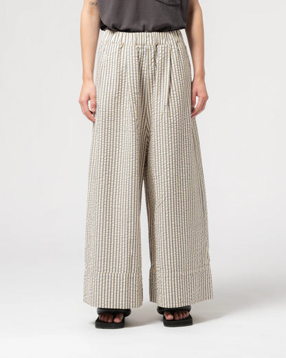 G.O.D. Culotte Belfast Seersucker Pant - Iron/Off-White