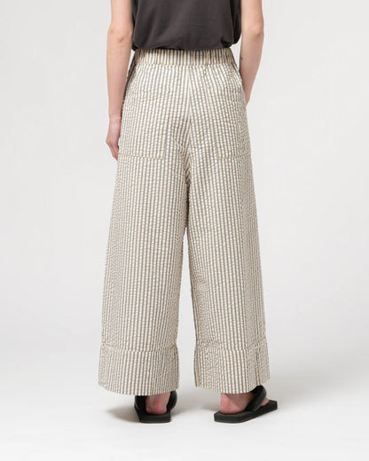 G.O.D. Culotte Belfast Seersucker Pant - Iron/Off-White