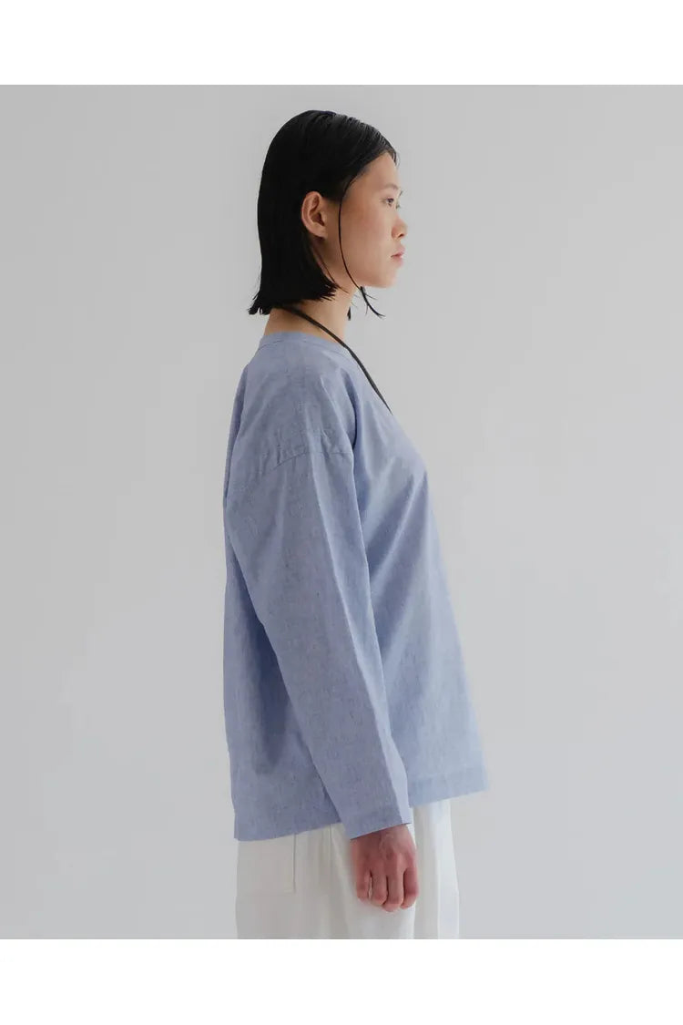 G.O.D Gardner Linen Poplin Smock - Light Blue - DUNE + SALT
