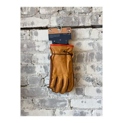 Men's Hestra Wakayama 5-Finger Glove in cork and brown leather, showing the textured, flexible glove with detailed stitching.