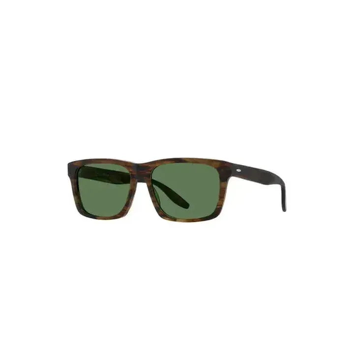 Men's Barton Perreira Walker polarized sunglasses in matte sulcata tortoise and forest green with tinted lenses.