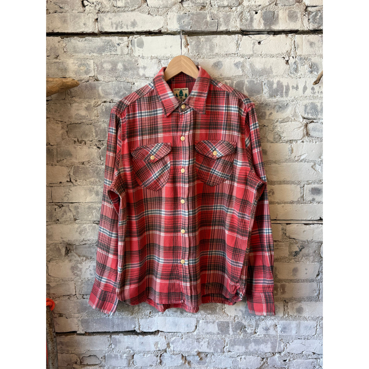 Men's Wythe washed flannel workshirt featuring cactus flower plaid pattern, soft fabric and classic button-up design.