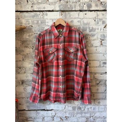 Men's Wythe washed flannel workshirt featuring cactus flower plaid pattern, soft fabric and classic button-up design.