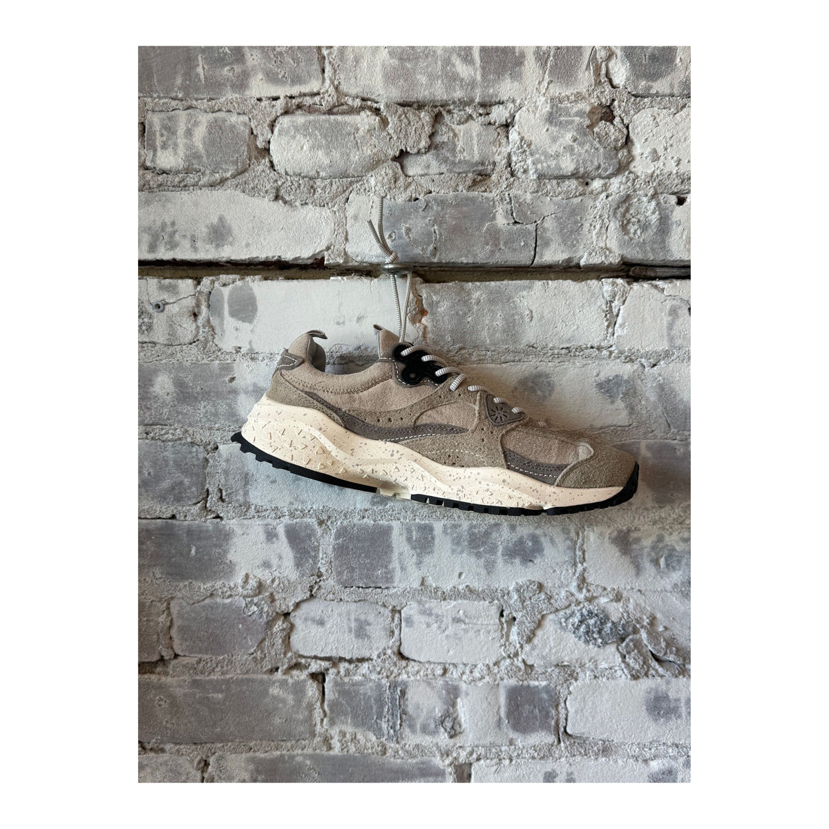 Flower Mountain Wave Men's Hairy Velour Sneaker in dove color, featuring textured velour material and casual athletic style.