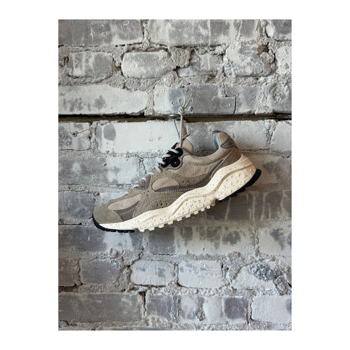 Flower Mountain Wave Men's Hairy Velour Sneaker in dove color, featuring textured velour material and sporty design.