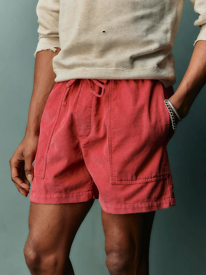 imogene + willie Lounge Cord Short - Sunfaded Red Maroon