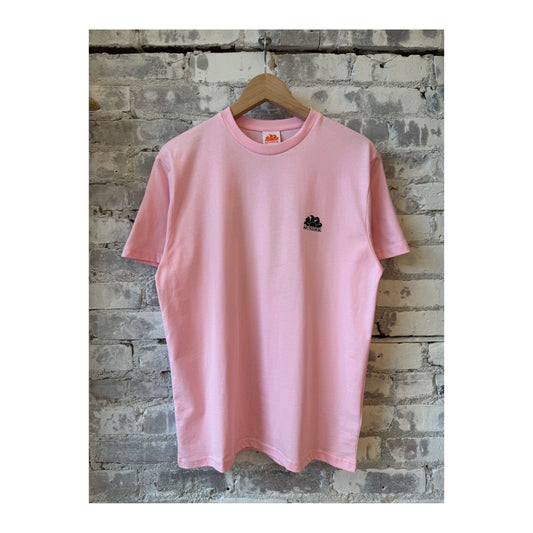 Men's Sundek wetsuit printed T-shirt in quartz pink with graphic design, short sleeve casual shirt for beach or surfwear.