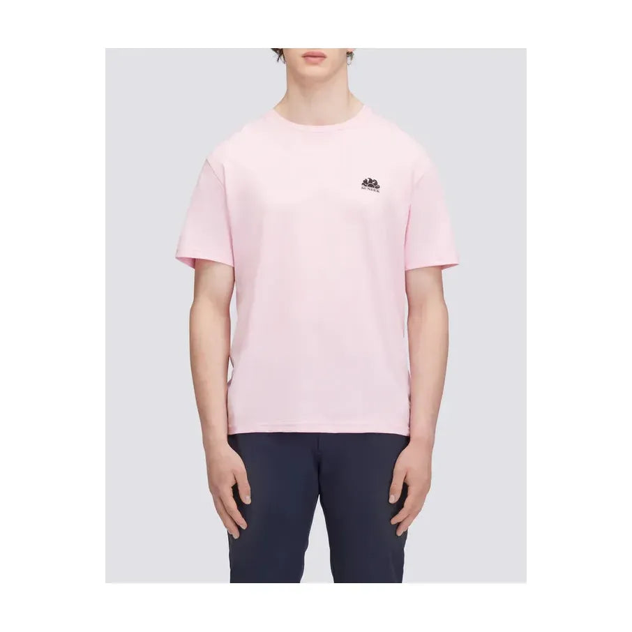 Men's Sundek wetsuit printed T-shirt in quartz pink, featuring a stylish and comfortable design suitable for water sports.