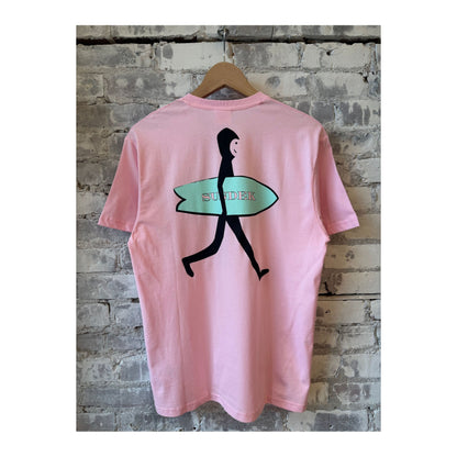 Men's Sundek wetsuit printed T-shirt in quartz pink with vibrant surf-inspired graphics.