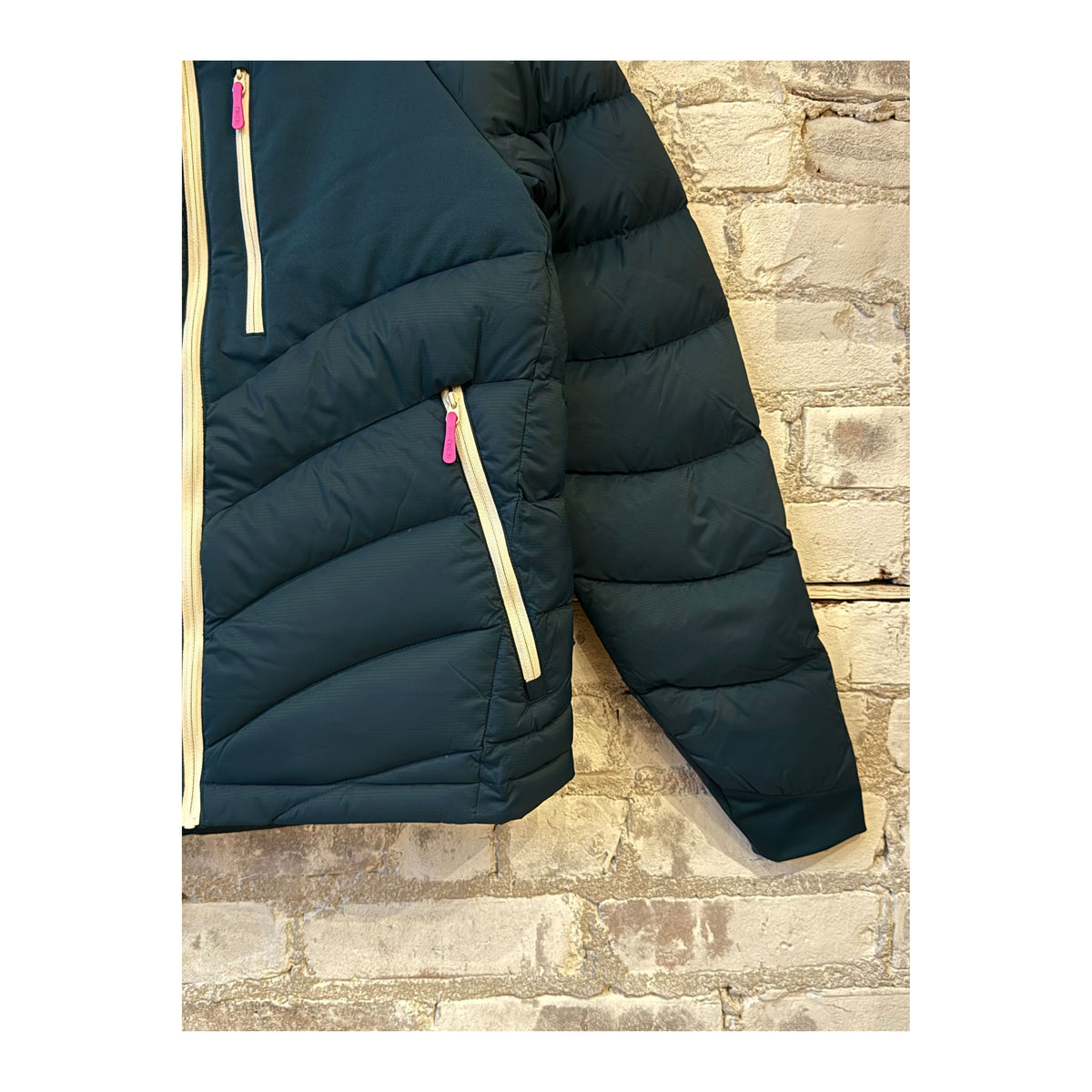 Women's Wildpuff Packable Removable Hood Jacket by Seniq, lightweight down jacket with removable hood, in a stylish Slushi color.