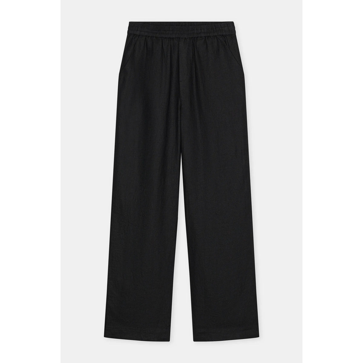 Women's Winona Wide Linen Pants in black by Closed Women's, featuring a relaxed fit and lightweight linen fabric.