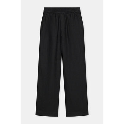 Women's Winona Wide Linen Pants in black by Closed Women's, featuring a relaxed fit and lightweight linen fabric.