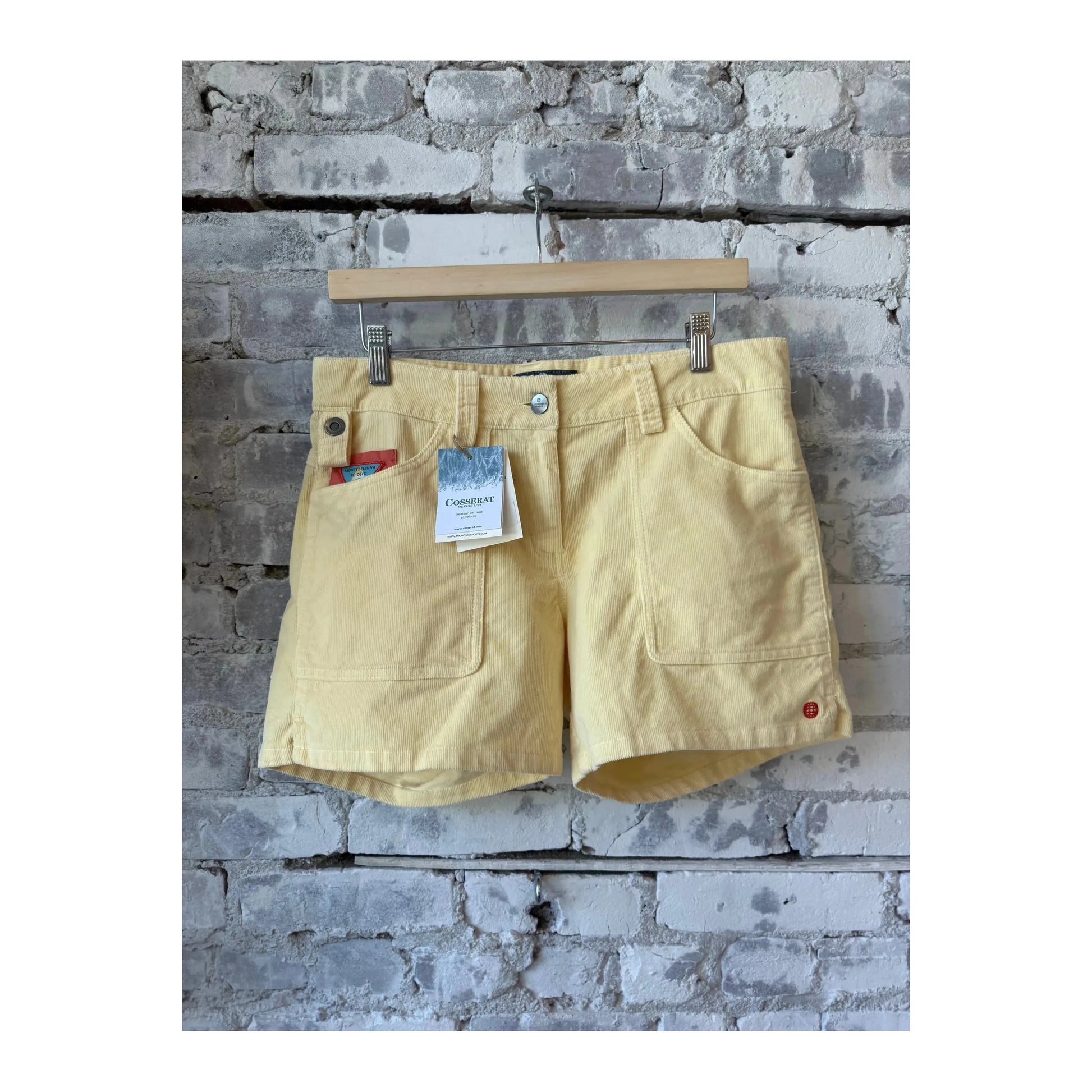Women's butter cream 5-inch Concord Garment Dyed Shorts by Amundsen, showing the garment dyed fabric and casual fit.