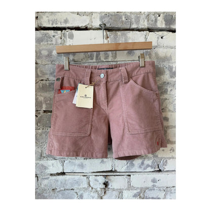 Women’s Amundsen 5-inch Concord Garment Dyed Shorts in faded peony pink, casual fit with garment dye finish, shown on model.