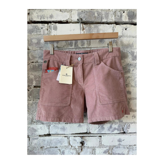 Women’s Amundsen 5-inch Concord Garment Dyed Shorts in faded peony pink, casual fit with garment dye finish, shown on model.