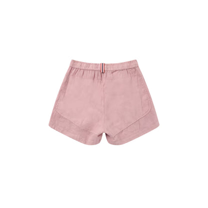 Women's safari linen shorts in faded peony pink by Amundsen, featuring a relaxed fit and lightweight, breathable fabric.