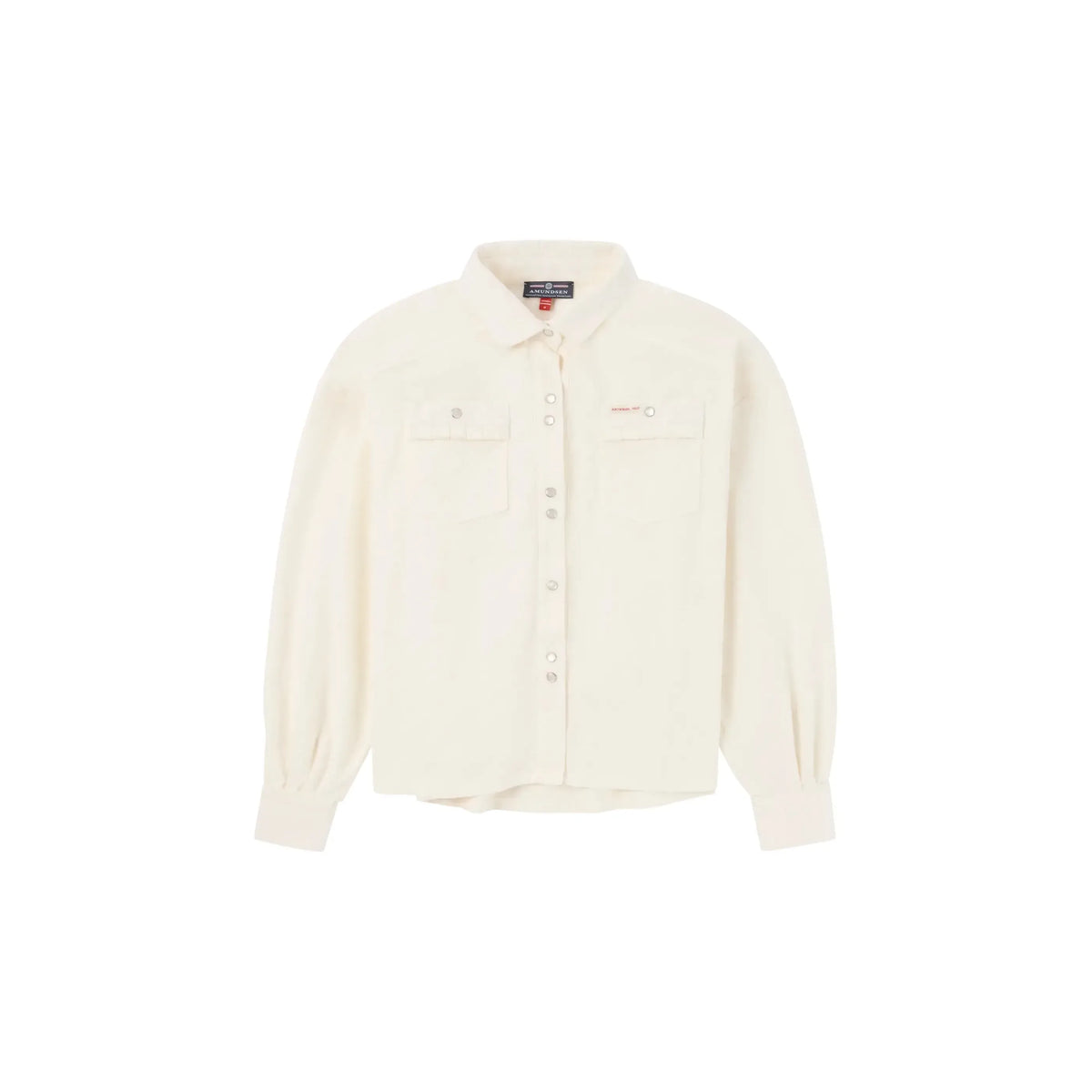 Women's white wild velvet shirt by Amundsen, featuring a soft velvet fabric and stylish design suitable for casual or dressy wear.