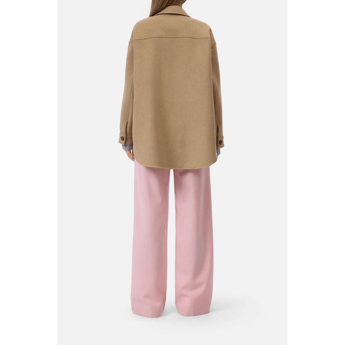 Women's Wool Mix Overshirt in Sand Beige by Closed, featuring a relaxed fit and soft textured fabric.