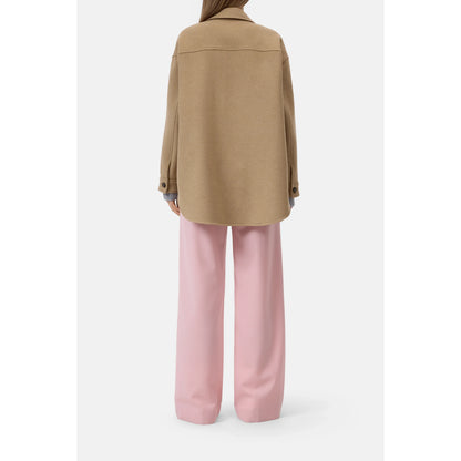 Women's Wool Mix Overshirt in Sand Beige by Closed, featuring a relaxed fit and soft textured fabric.