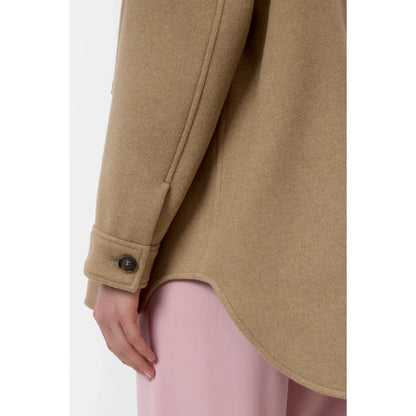 Women's Wool Mix Overshirt in Sand Beige by Closed, featuring a cozy, textured fabric and relaxed fit for casual style.