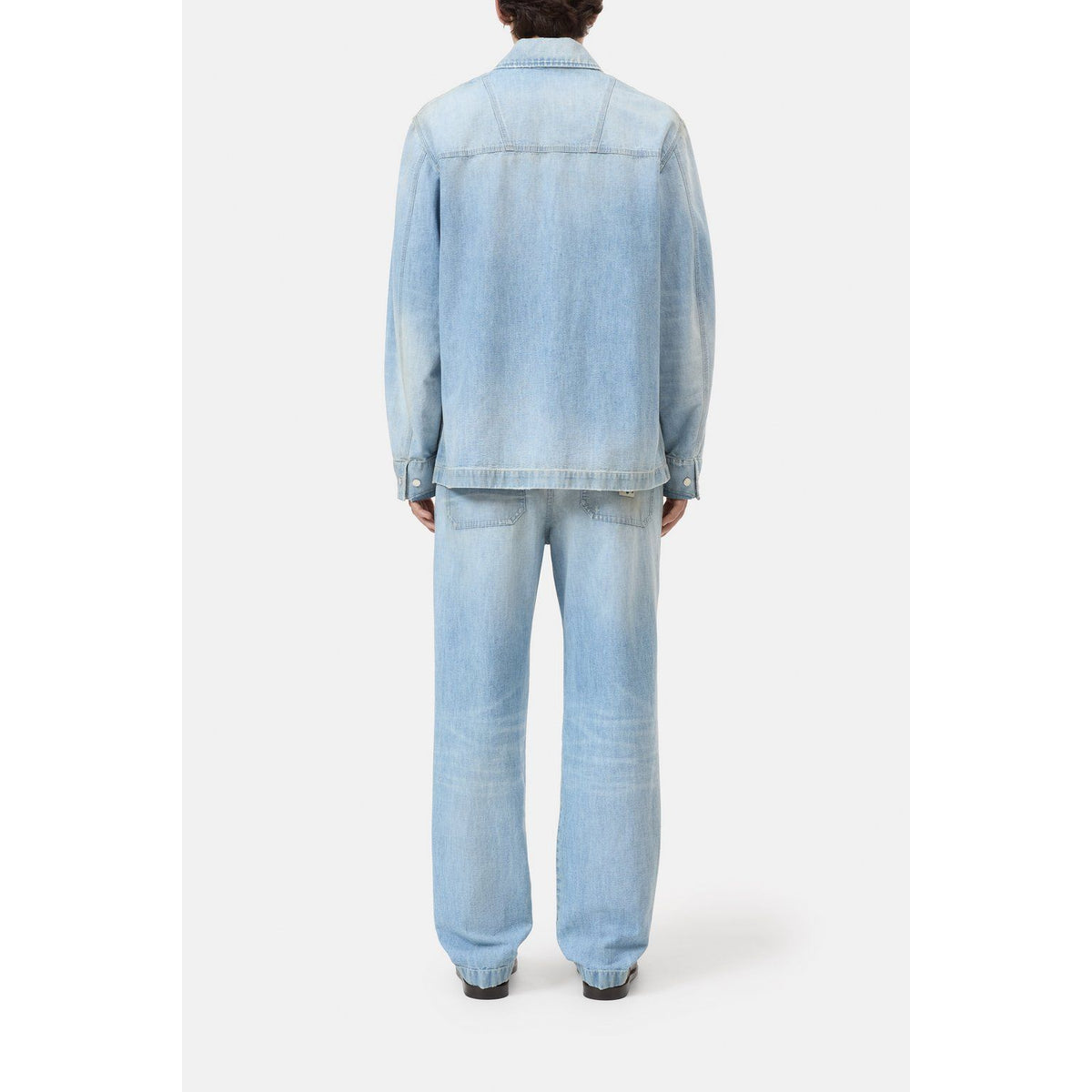 Light blue men's Worker Denim Jacket by Closed Men's, showcasing classic denim design with button closure and side pockets.