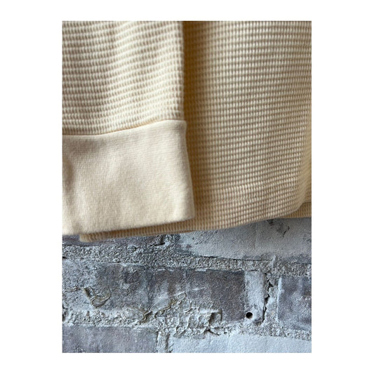 Men's Wythe cotton longsleeve thermal shirt in cream fabric, featuring a comfortable fit and long sleeves for warmth.