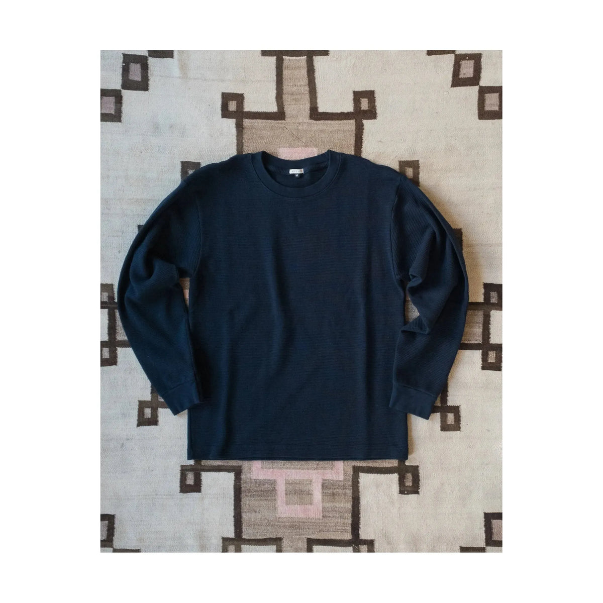 Men's navy cotton longsleeve thermal shirt by Wythe, soft and warm for casual wear, with a comfortable fit.