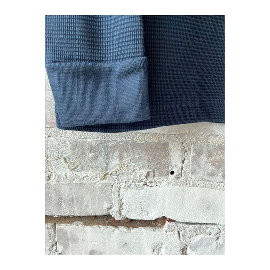 Men's navy cotton longsleeve thermal shirt by Wythe, casual warm long-sleeve top for cold weather.