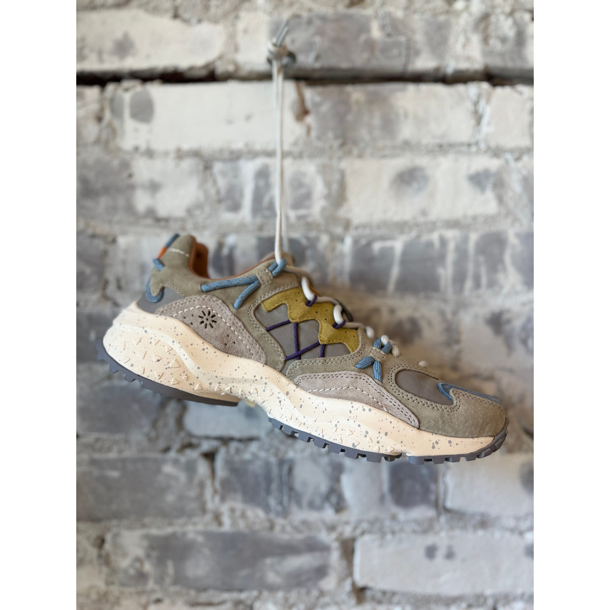 Flower Mountain Yamabushi Man Suede/Nylon Sneaker – Taupe/Mud/Yellow Gray