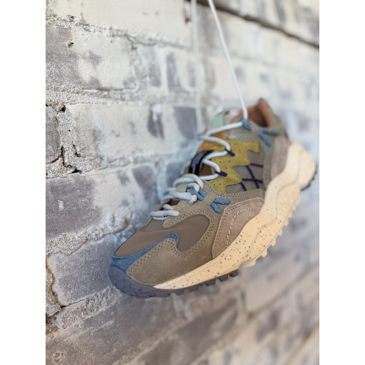 Flower Mountain Yamabushi Man Suede/Nylon Sneaker – Taupe/Mud/Yellow Light Gray