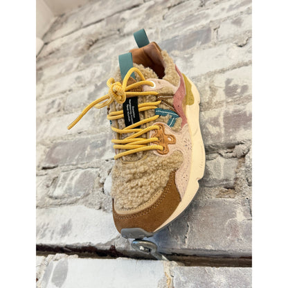Flower Mountain Yamano 3 Woman Suede/Teddy Sneaker – Light Brown/Rose/Beige Gray