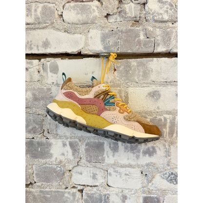 Flower Mountain Yamano 3 Woman Suede/Teddy Sneaker – Light Brown/Rose/Beige Dark Gray