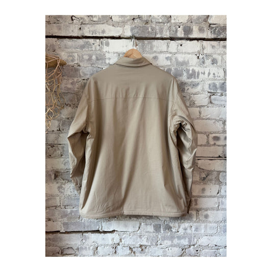 Men's Yoshitaka cotton and nylon shirt jacket in colonial beige by Aspesi, featuring a casual, lightweight design with a button-up front.