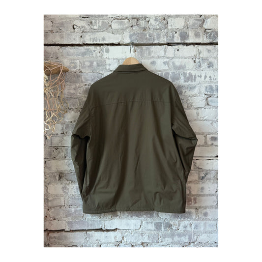 Men's Yoshitaka cotton nylon military shirt jacket by Aspesi featuring a structured design and durable fabric, ideal for casual wear.