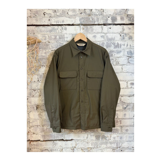 Men's Yoshitaka cotton nylon shirt jacket by Aspesi in military style, featuring a durable fabric and casual design.
