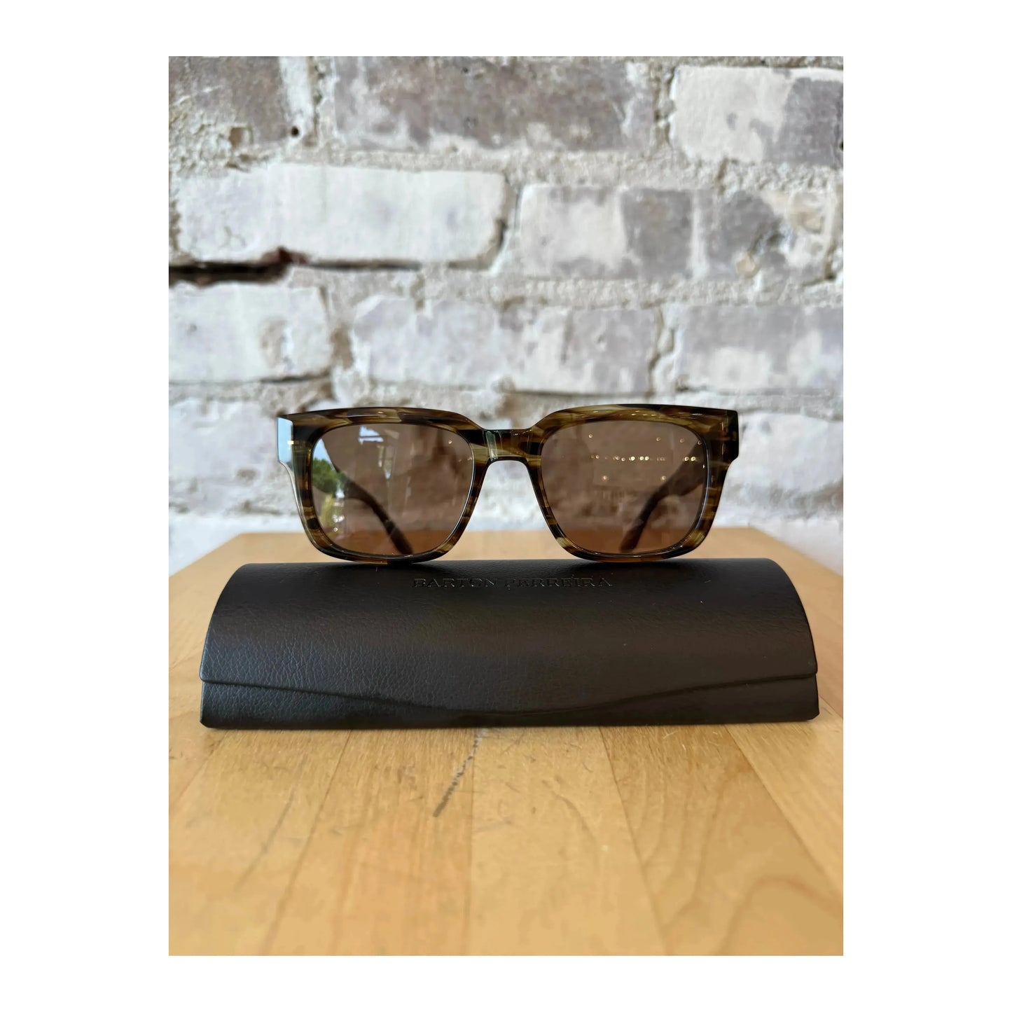 Men's Barton Perreira Zander sunglasses with sulcata tortoise and espresso-colored frames, featuring classic, stylish design.